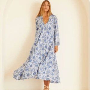 Natalie Martin Fiore Silk Maxi - Geranium Print Sapphire